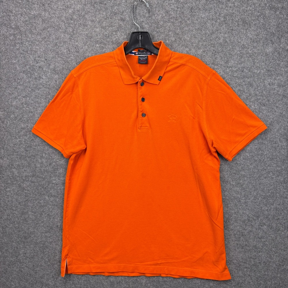 Paul & Shark Yachting Collection Orange Pique Polo Shirt Mens XL Made in Italy